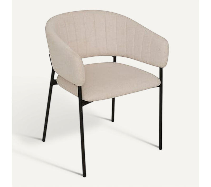 Fauteuil Repas Velours Côtelé Beige Solea