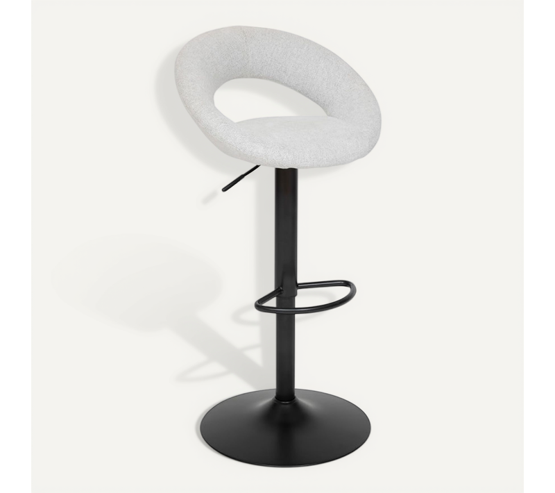 Tabouret De Bar Ajustable Sasha Tissu Gris Clair