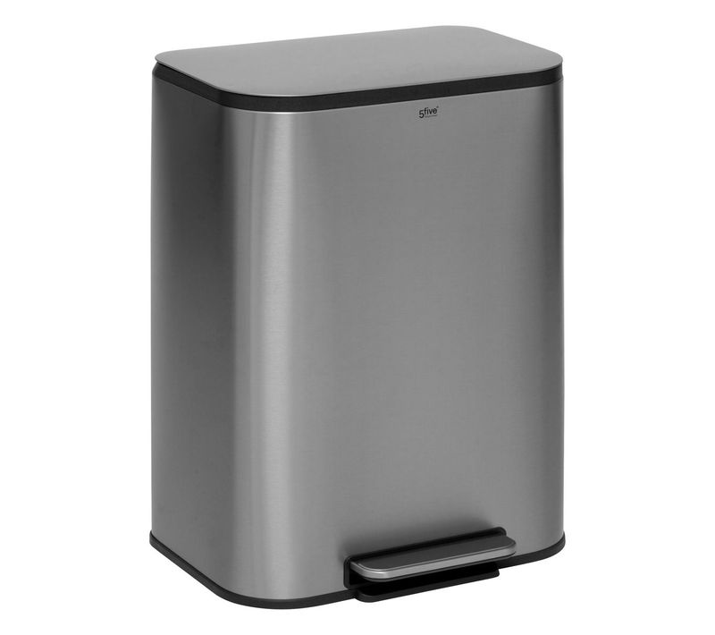 Poubelle Large En Acier Inox Finition Mat 50 Litres Ouverture à Pédale