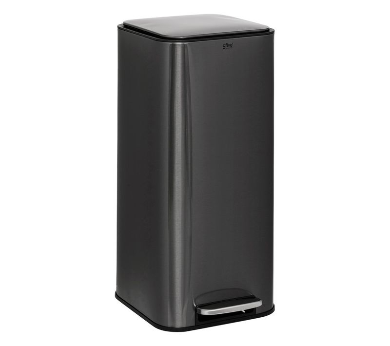 Poubelle 30 Litres En Métal Gris Carbone Ouverture à Pédale