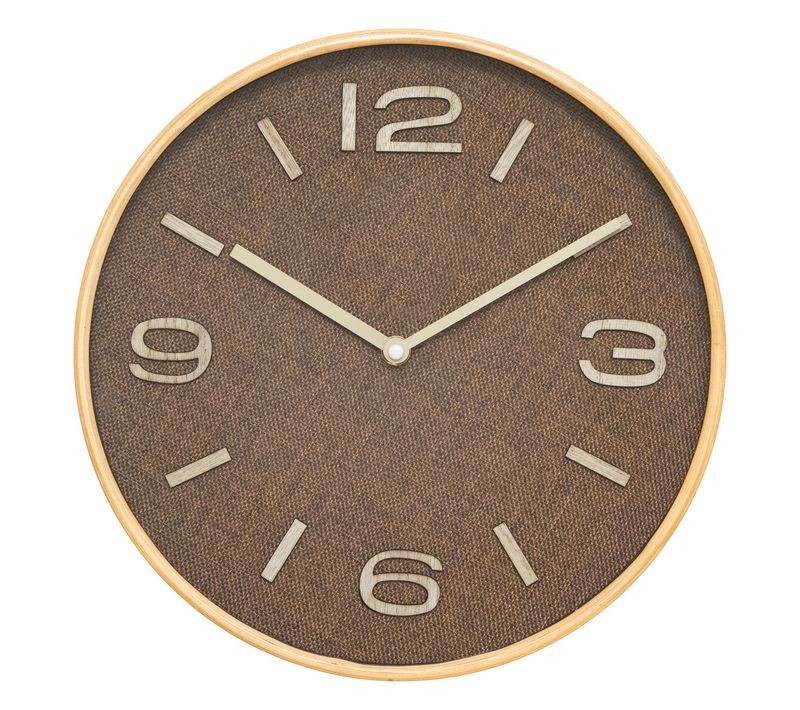 Pendule Murale Marron Tonka Effet Tissé D 30 Cm