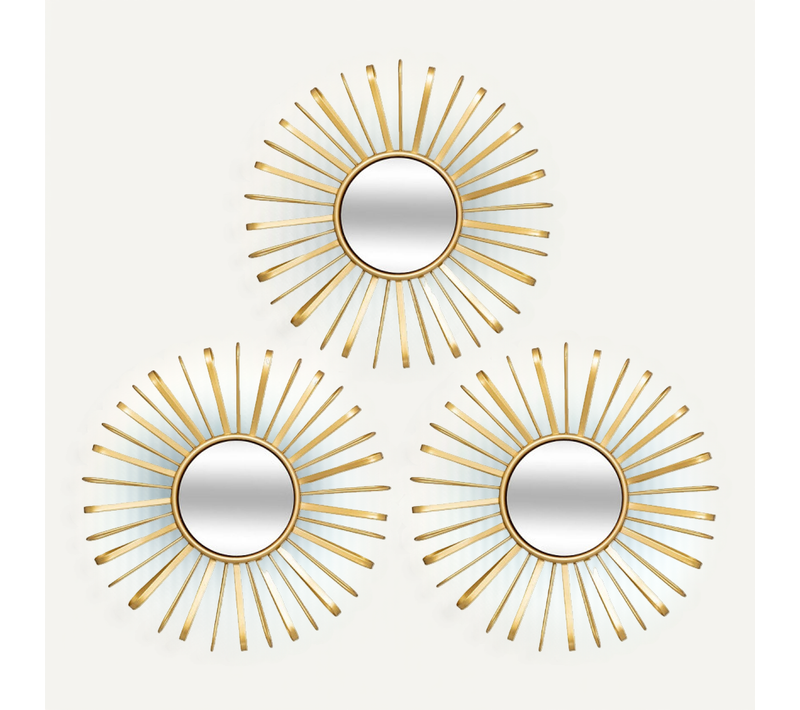 Lot De 3 Miroirs Ronds D24 Warren Métal Doré Atmosphera