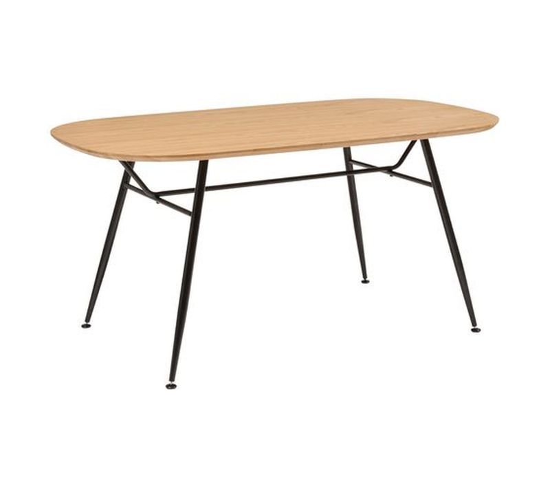 Table à Manger En Bois Et Métal 6 Personnes Roxas - Beige Et Noir