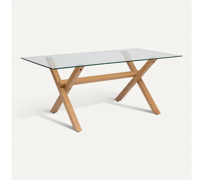 Table À Manger 180 X 90 Cm Verre Et Métal Jorel Atmosphera