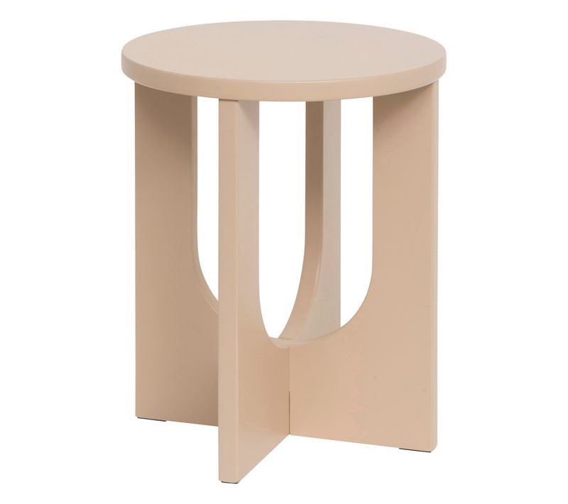 Table à Café Table D'appoint Aux Lignes Graphiques Bois Beige Noisette D 40 Cm