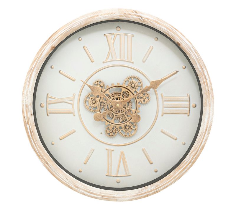 Pendule Murale Look Vintage Avec Rouages Mobiles D 49.5 Cm