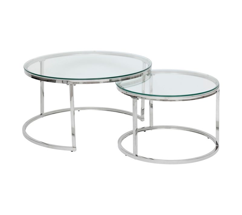 Lot De 2 Tables Gigognes En Verre Trempé Et Inox