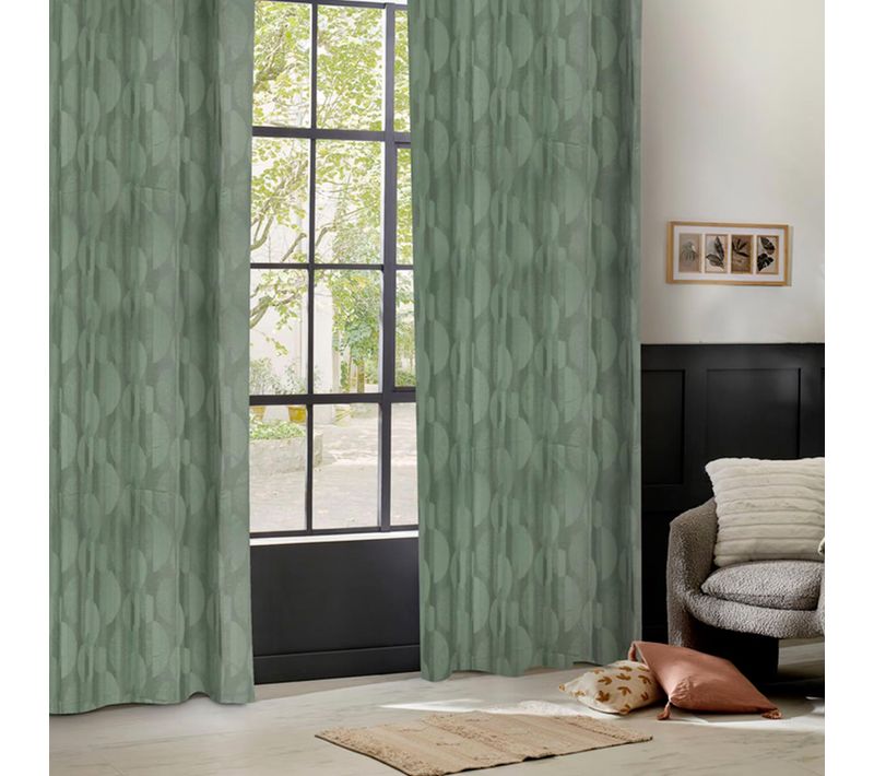 Rideau Jacquard À Oeillets "wimbi" 140x260cm Vert Kaki