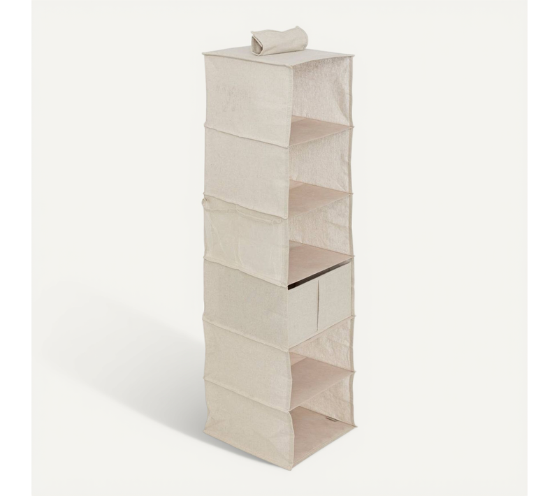 Rangement Chaussures "groomy" 6 Cases Avec Panier Beige 127x30cm