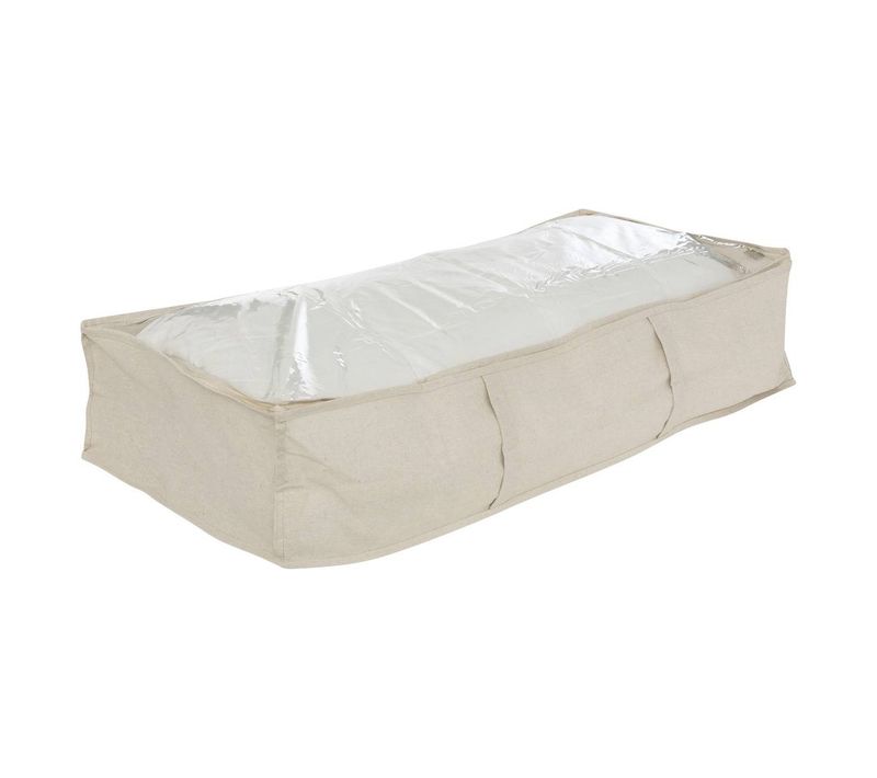 Housse De Rangement "groomy" Sous Lit Beige 100x20cm