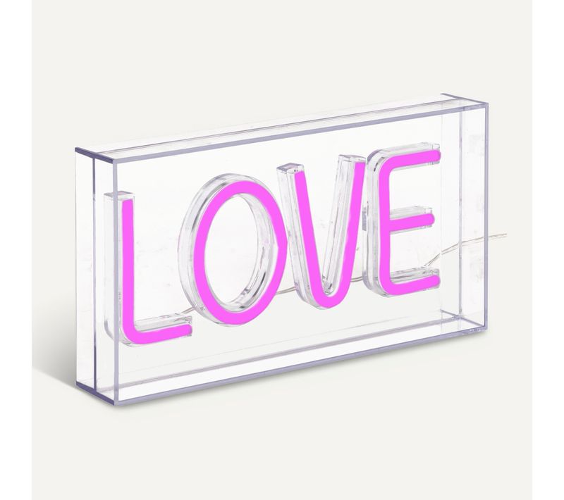 Néon à poser LED USB L. 23 cm LOVE Rose