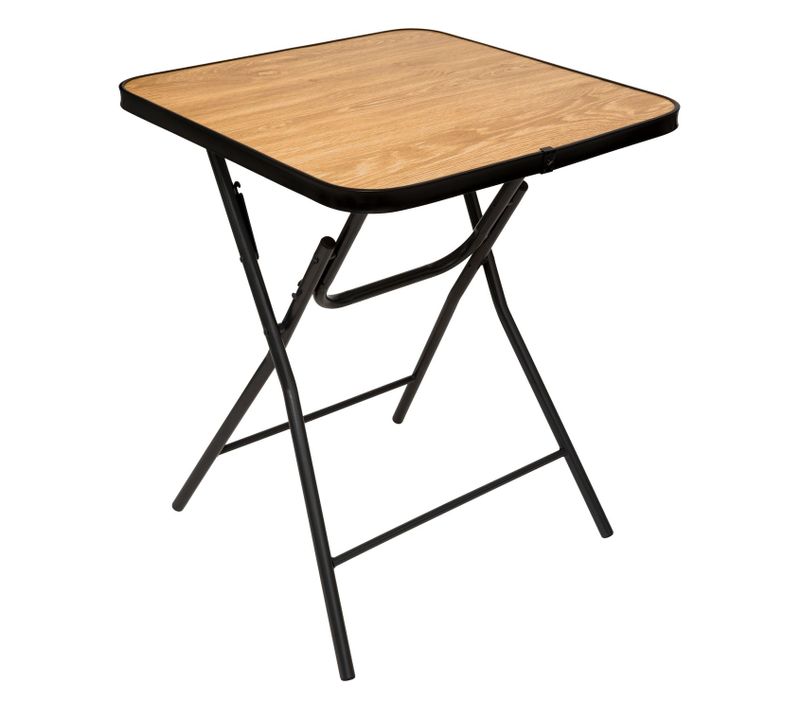 Table Pliante Renforcée En Bois Et Métal Folda - Beige Et Noir