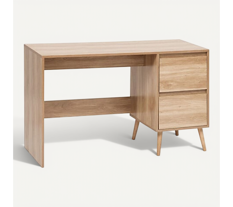 Bureau 2 Tiroirs Effet Bois Abana - Beige