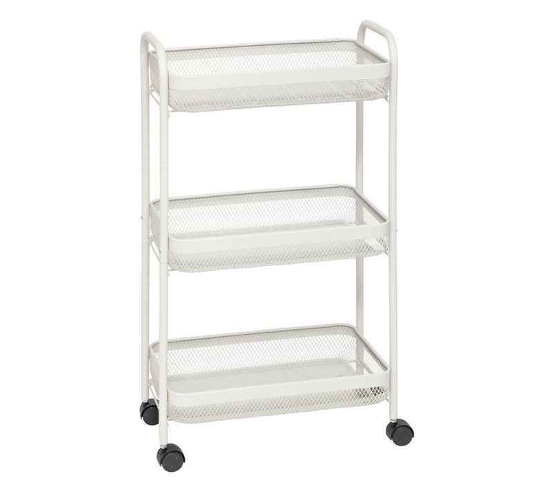 Desserte Roulante En Acier Beige Avec 3 Paniers H 79.6 Cm