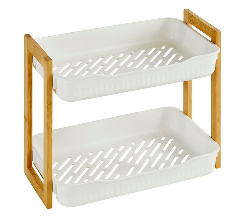 Etagère Petit Format 2 Niveaux Blanc Bambou Natureo 5five