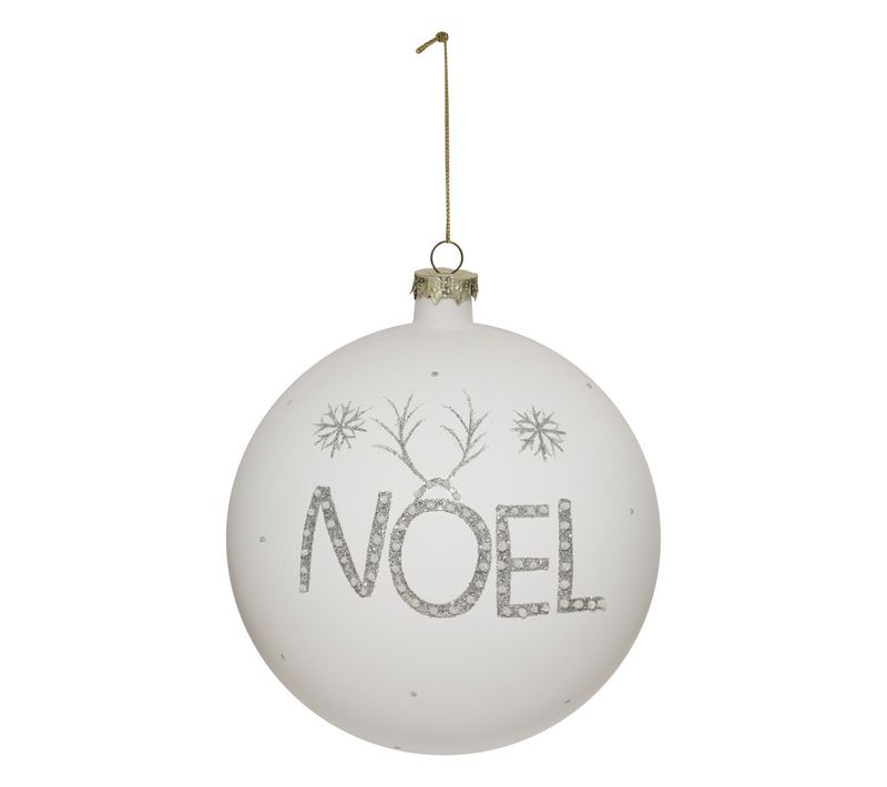 Déco Sapin De Noël Maxi Boule En Verre D 15 Cm Blanc Déco Noël Pailleté