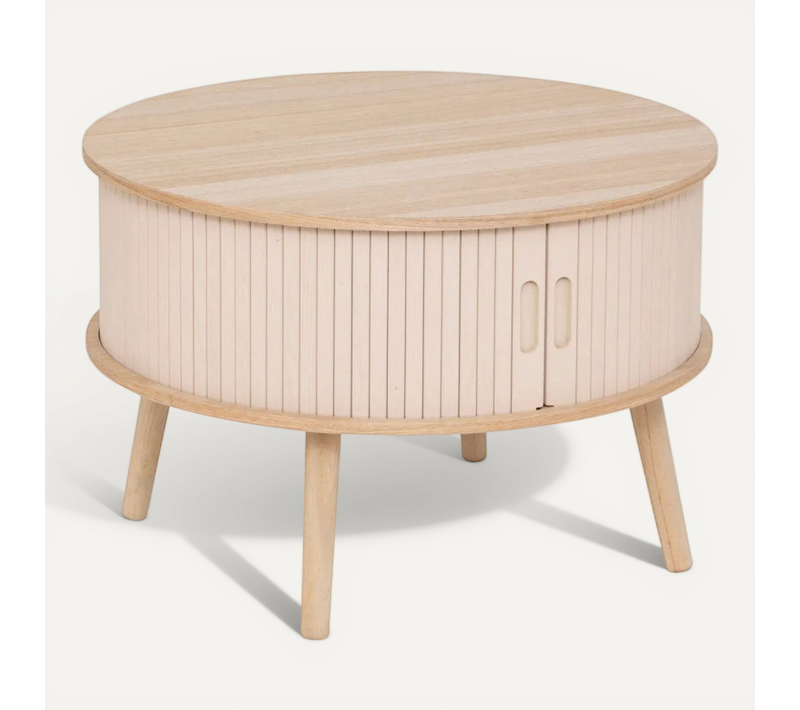 Table Basse Rond D60 Portes Coulissantes Beige Atmosphera