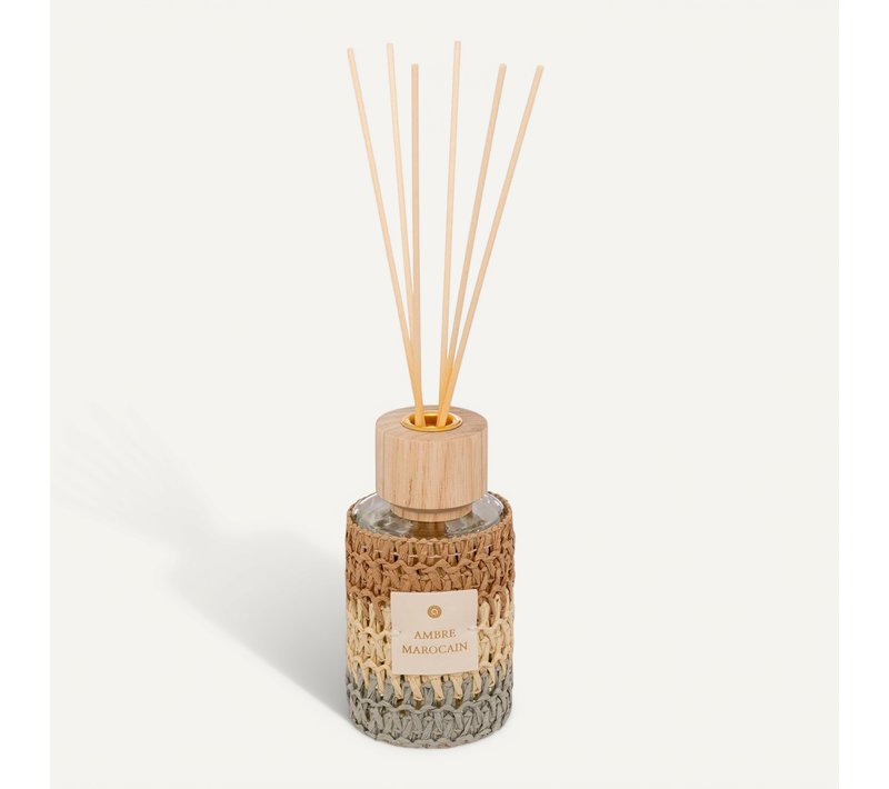 Diffuseur De Parfum Zaya 220ml Verre Et Fibres Naturelles Ambre