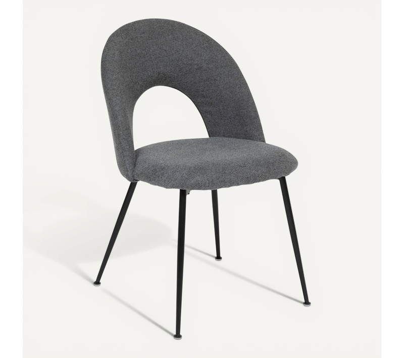 Chaise De Table Assise Gris Chiné Et Pied En Métal Noir H 81 Cm