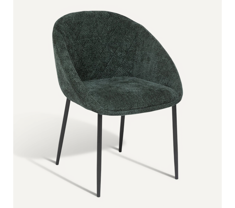 Chaise Seliso Tissu Chenille Vert Cèdre Pieds Métal