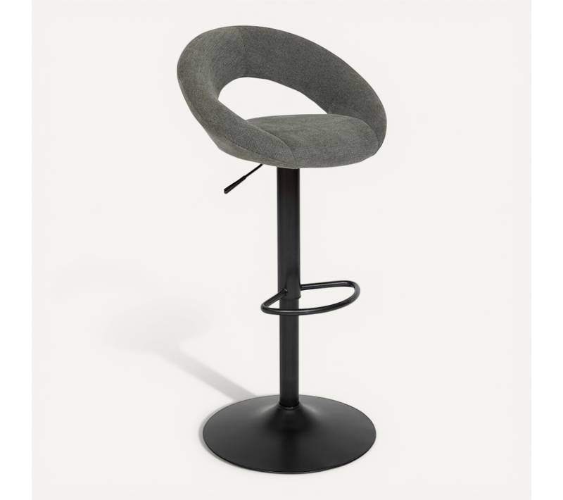 Tabouret De Bar Ajustable Sasha Tissu Kaki Foncé