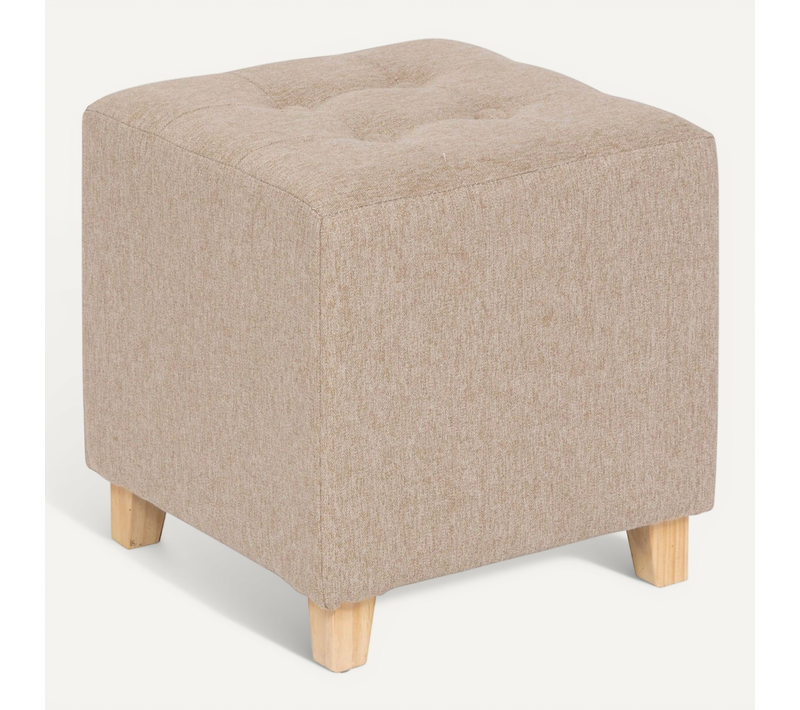 Pouf Carré En Tissu Leandre - Beige