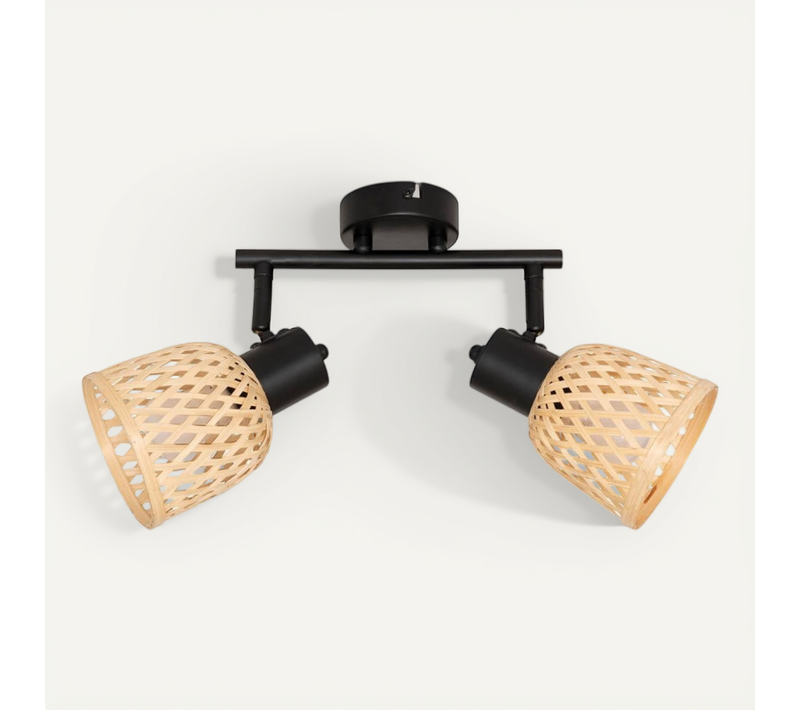 Applique 2 Lampes Lio Métal Et Bambou