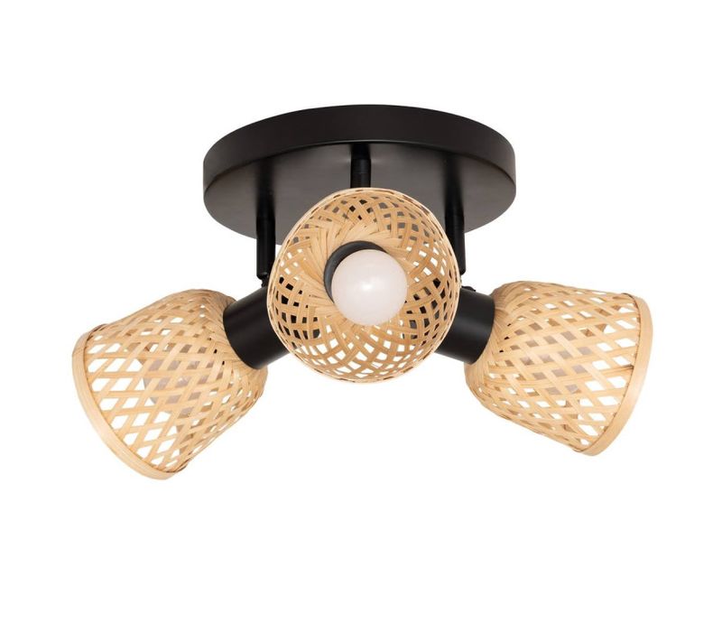 Plafonnier 3 Lampes Lio 25 Cm Métal Et Bambou Atmosphera