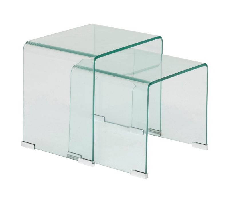 Lot De 2 Tables Gigognes En Verre Trempé Transparent