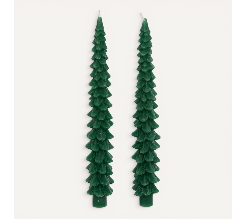 Lot De 2 Bougies Bâton Sapin Vert