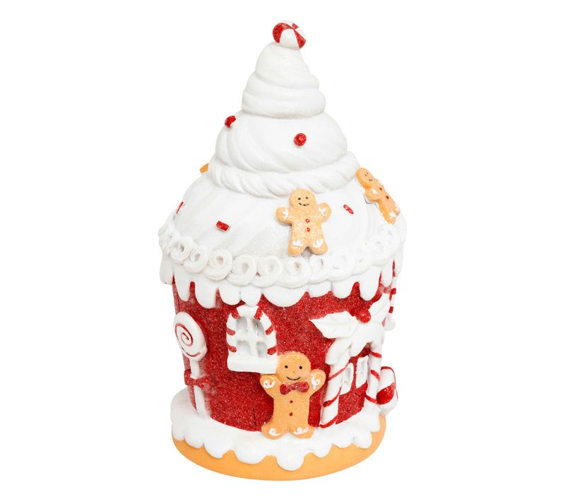 Déco De Noël Cupcake Maison Pain D'épice H 20 Cm