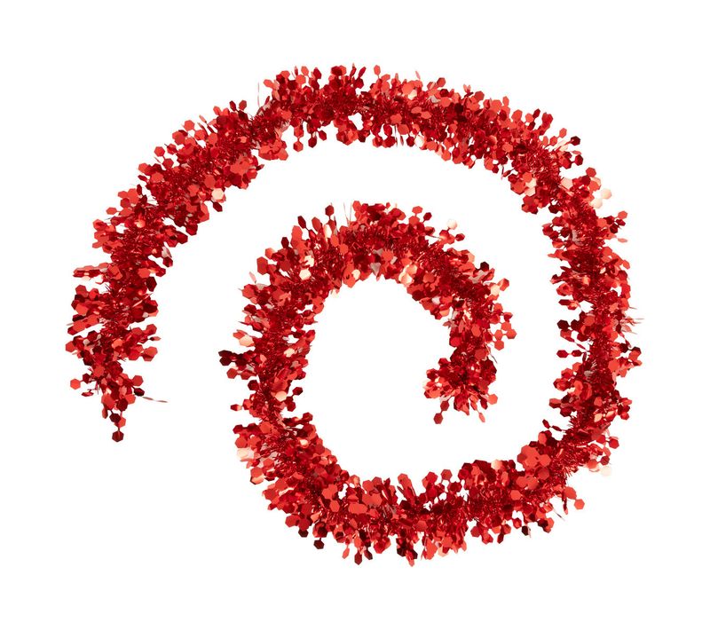Guirlande De Noël Large 10 Cm Rouge Déco Hexagones Longueur 2 Mètres