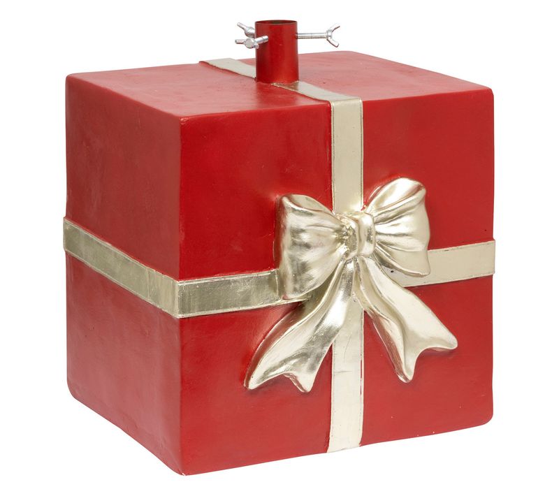 Pied De Sapin Forme Paquet Cadeau Rouge Et Doré