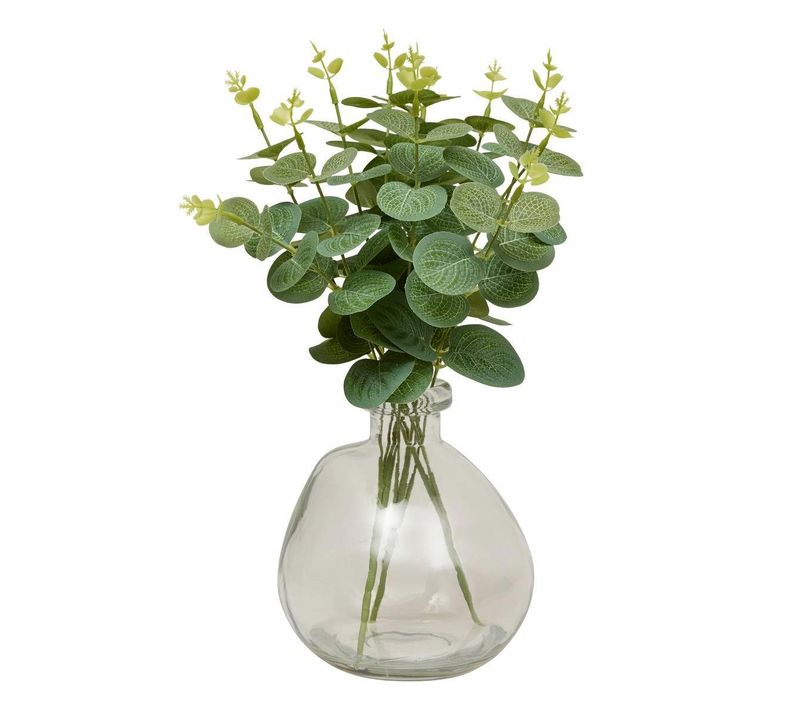 Composition Eucalyptus Artificiel et Vase "urice" 35cm Vert
