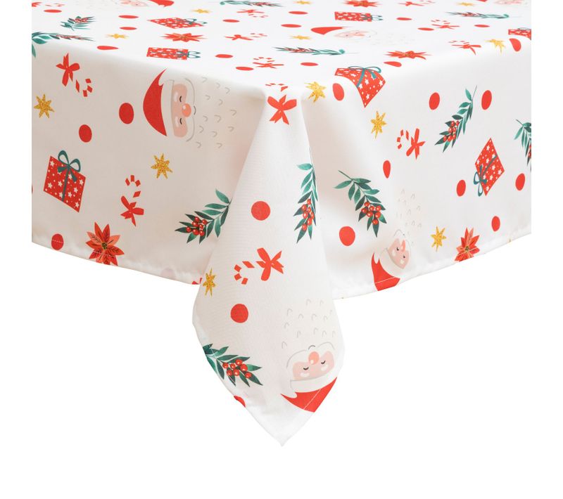Nappe De Noël Rectangulaire Antitache Motif Père Noël - 140 X 240 Cm