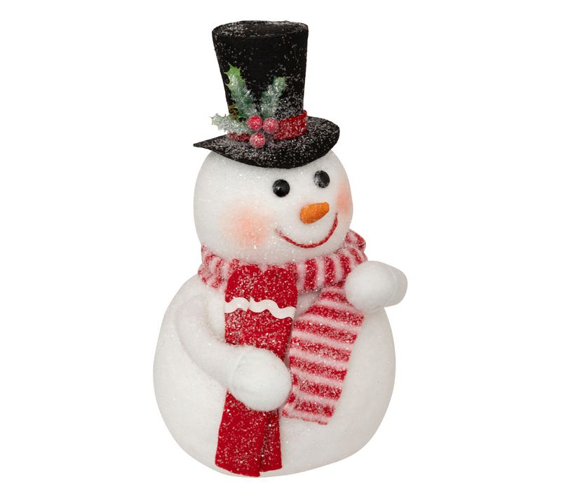 Déco De Noël Bonhomme De Neige Avec Chapeau Et Écharpe H 23 Cm