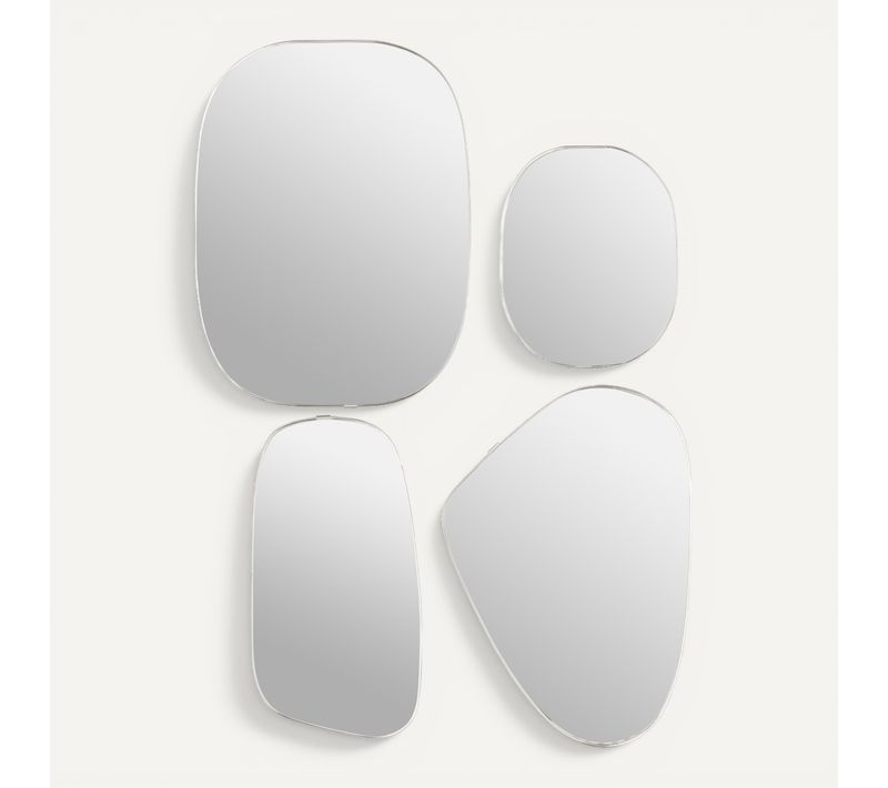 Lot de 4 miroirs organiques ROMAN Argenté