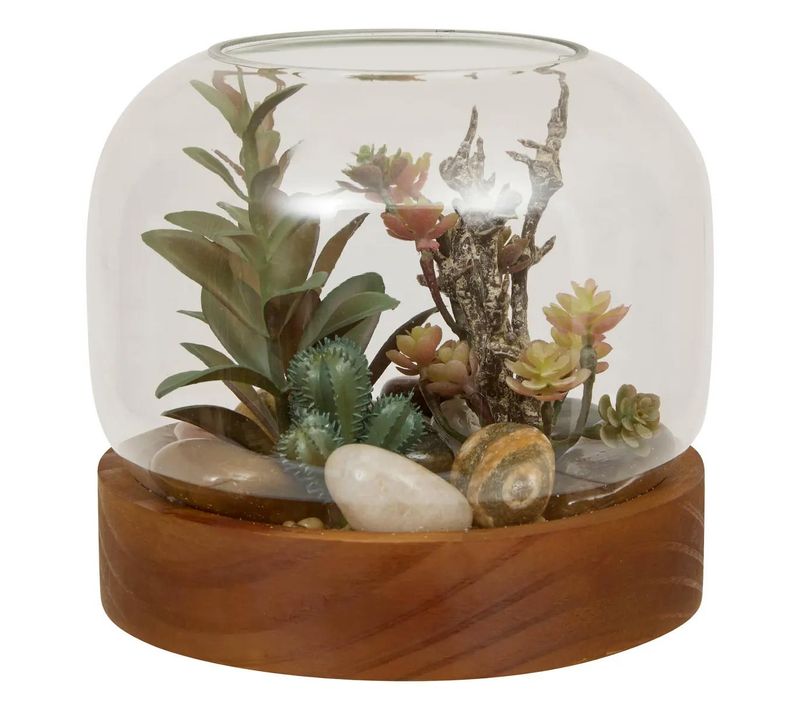 Terrarium De Plantes Artificielles "wonj" 15cm Multicolore