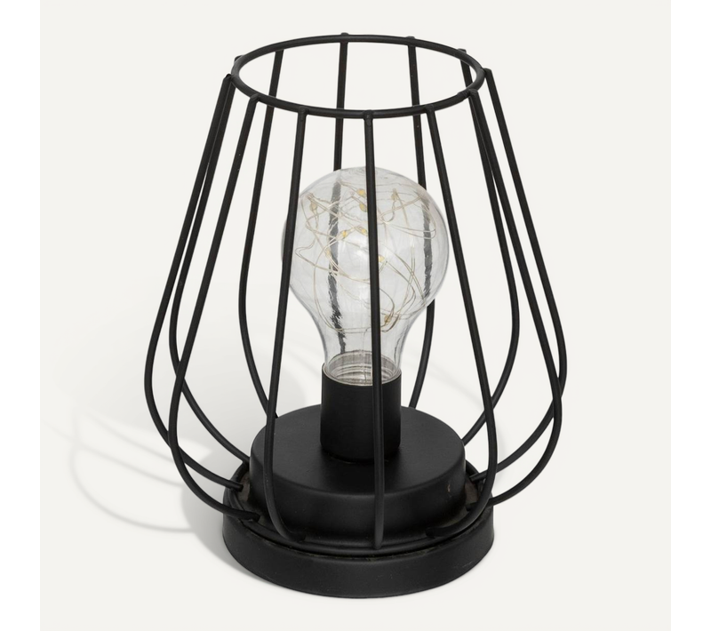 Lampe En Métal Noir "madi" H18cm