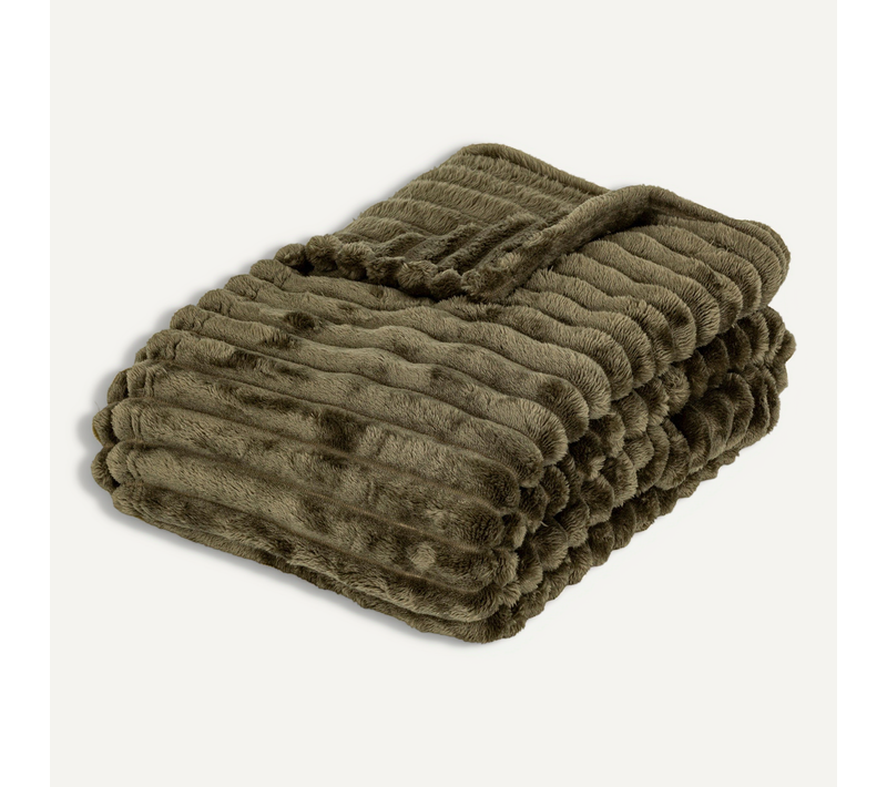 Plaid Côtelé Flanelle Fourrure 130 X 170 Cm