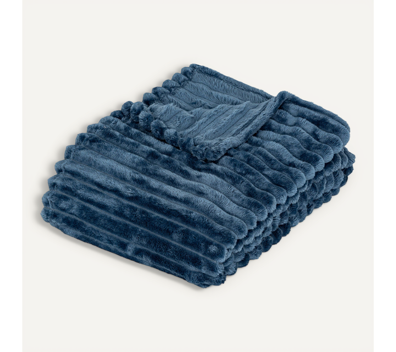 Plaid Côtelé Flanelle Fourrure 130 X 170 Cm