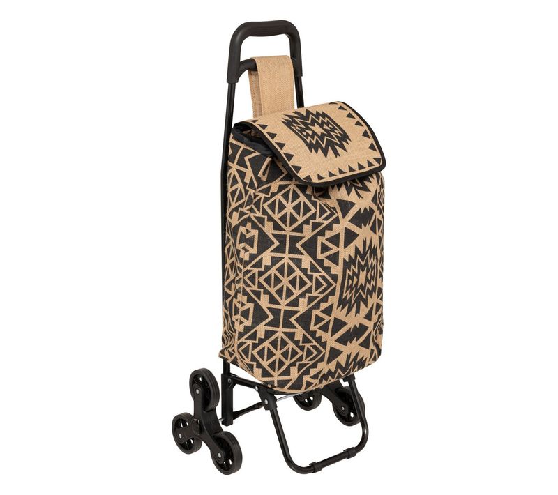 Chariot De Courses 6 Roues En Acier Et Toile En Jute Capacité 33 L