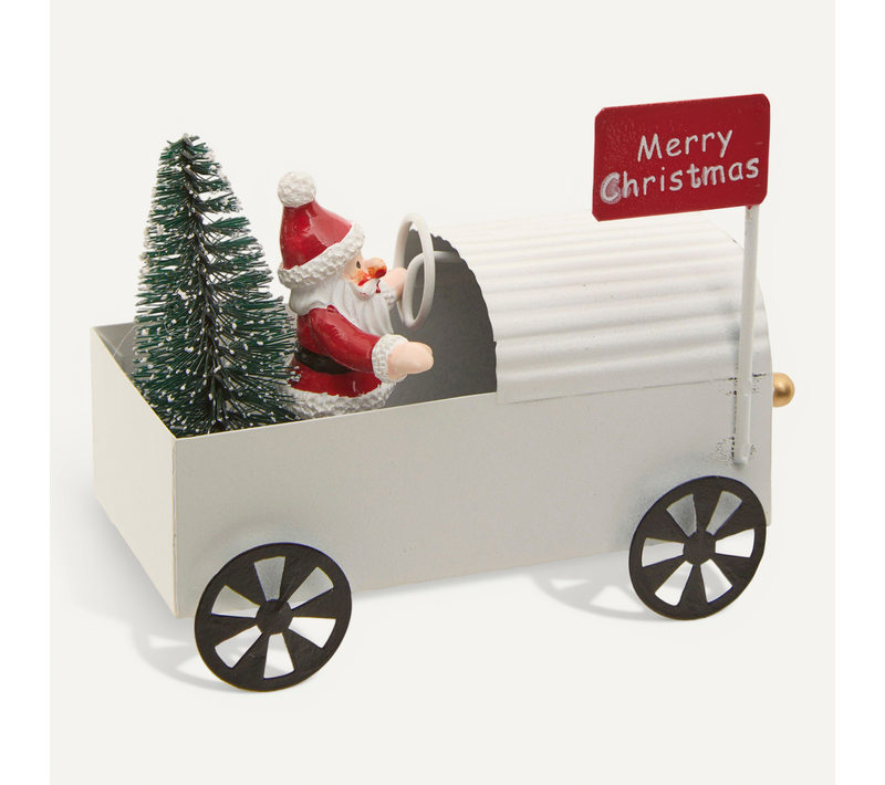 Déco Noël Petite Voiture En Métal H 11 Cm