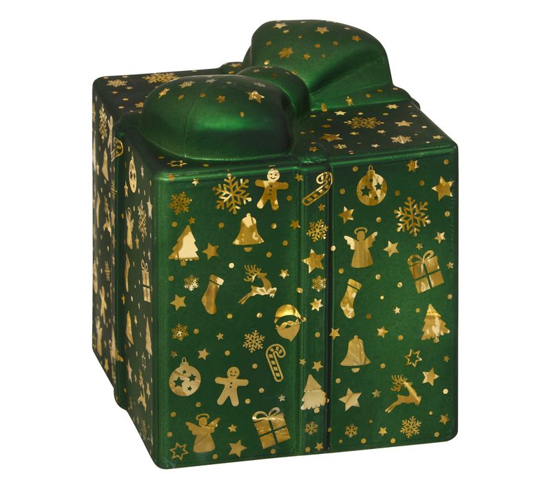 Déco De Noël Lumineuse Paquet Cadeau En Verre 10 LED H 14 Cm