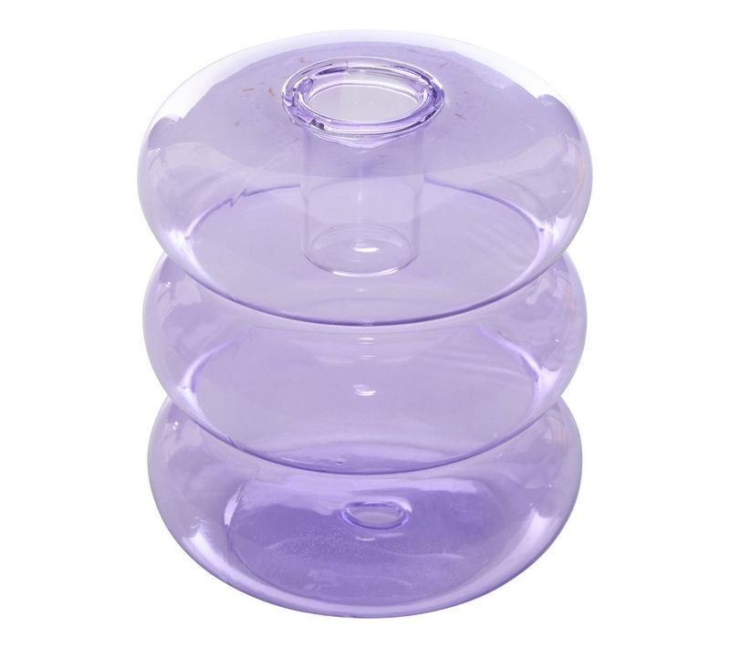 Bougeoir Pool En Verre 9x9x10,5cm Violet