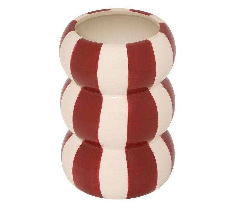 Vase Neya H.16cm Rayé Rouge