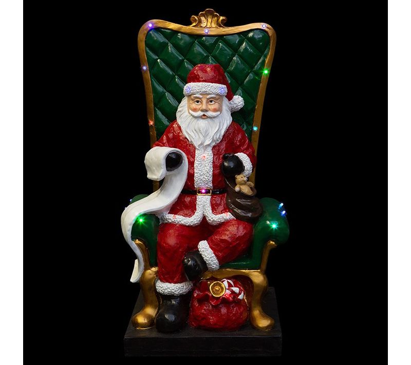 Père-noël Sur Son Fauteuil 106 Cm Lumineux