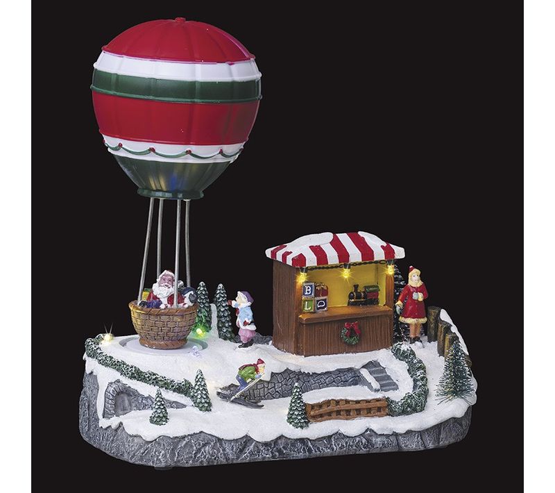 Village De Noël Stand Montgolfière Lumineux Animé