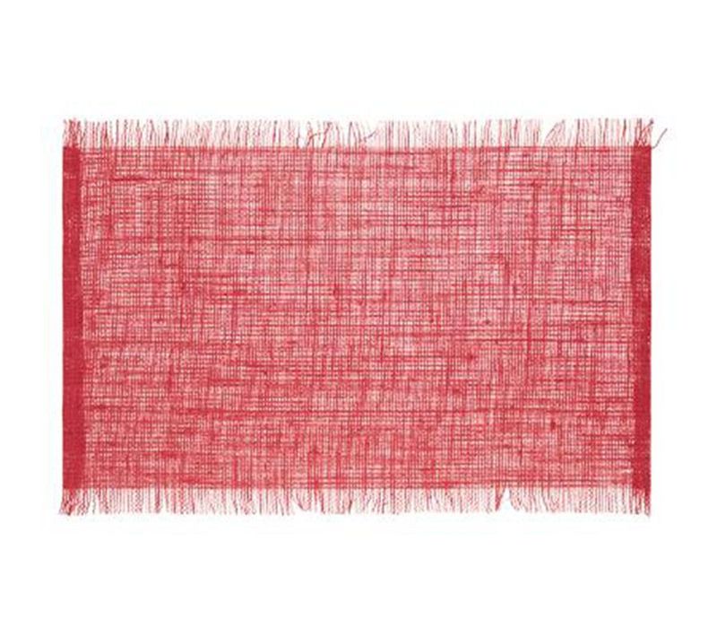 Set De Table En Jute "frange" 30x45cm Rouge