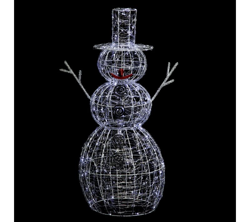Décoration Extérieure Lumineuse De Noël Bonhomme De Neige - L. 67 X H. 120 Cm - Couleur Blanc Froid